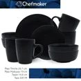 thumbnail image 2 of Vajilla De Cerámica Moderna 16 piezas 4 Personas Chefmaker Royal Negro Chefmaker Moderno, 2 of 3