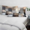 thumbnail image 4 of Grey Brown Abstract King Size Pillow Cover, Pillowcase Protectors with Zipper, Breathable Decorative Throw Pillow Case Cover, Oil Painting Color Blocks Pillow Shams for Couch Sofa 20x36Inch, 4 of 8