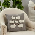 thumbnail image 3 of Fennco Styles Embroidered Sheep Cotton Decorative Throw Pillow 18" W x 18" L - Grey Animal Cushion for Home, Couch, Living Room and Office Décor (Natural, Pillow Cover) (Grey, Pillow Cover), 3 of 3