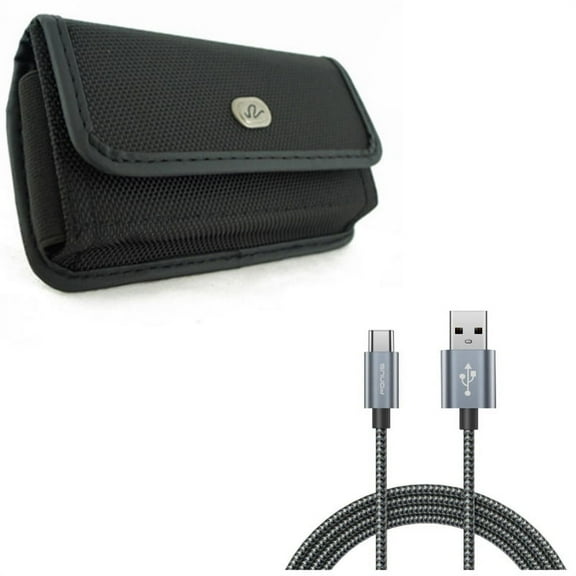 Charger Cord Type-C 10ft USB Cable w Holster Rugged Case Belt Clip M8Z for Samsung Galaxy S10e - Sony Xperia XA1
