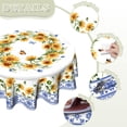 thumbnail image 6 of Sunflower Round Tablecloth - Yellow Daisy Floral Butterfly Table Cloth 60 Inch Blue Boho Floral Seasonal Washable Table Cover for Indoor Outdoor Kitchen Dinning, 6 of 7