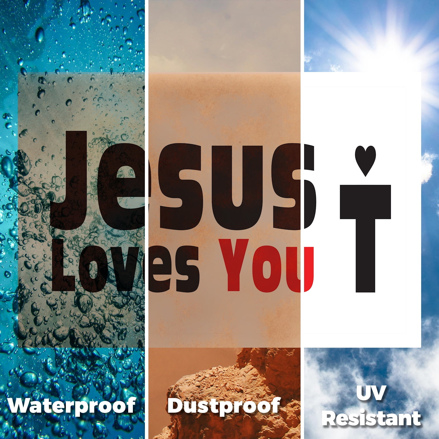 Jesus Loves You Yard Sign 5 Pack of 12 Inch x 16 Inch Double Sided Weatherproof Heavy-Duty Plastic with Stake | Christian Faith, Inspirational Message, Eye-Catching Design | Made in USA