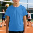 thumbnail image 3 of Ticikt Boys' Mesh Short Sleeve T-Shirt, Kids Quick Dry Breathable Athletic Tee, Lightweight Crew Neck Sports T Shirt for Kids 3-12Y,Sky Blue, 3 of 4
