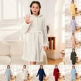 thumbnail image 2 of FUZHIQ Toddler Bathrobe Coral Fleece Solid Bathrobes Warm Winter Soft Fuzzy Home Wear Robe Holiday Robes for 11-12 Years, 2 of 4