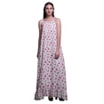 thumbnail image 1 of Bimba Robe de Nuit Imprimée à Pois et Papillons Rose Fuchsia pour Femmes Longue à Bretelles Spaghetti Maxi Robe de Sommeil Robe Medium, 1 of 5