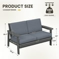 thumbnail image 4 of SERWALL Outdoor HDPE Patio Loveseat Sofa with Cushion,Weather-Resistant Patio Furniture for Poolside, Patio, Balcony, Porch & Backyard, Grey / Grey, 4 of 10
