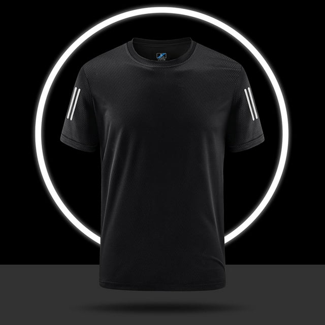 Tops para hombre, blusas y camisas de manga corta con cuello redondo para hombre, blusas de poliéster transpirables de manga corta para deportes al aire libre y para correr en color liso para hombre.