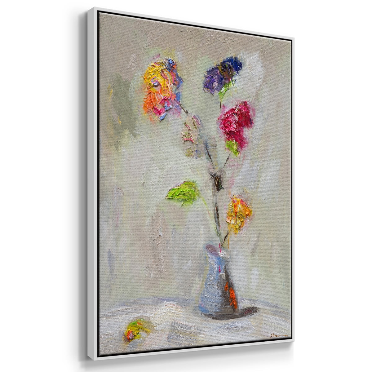 Neoplitan Floral Framed Premium Gallery Wrapped Canvas - Ready to Hang