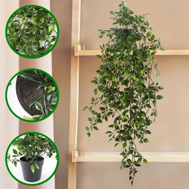 FGY Artificial Hanging Plants with Pots - Set of 3 Fake Potted Plants for  Indoor and Outdoor Decoration