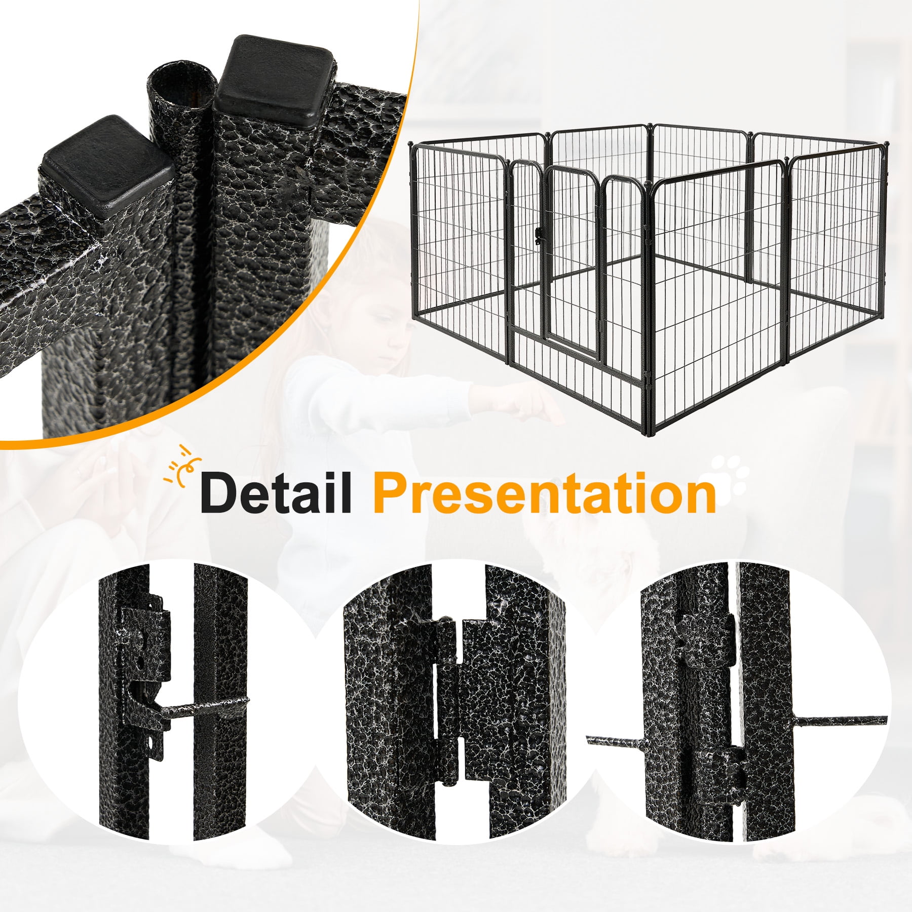Daluvenix Dog Playpen Outdoor Extra Wide 16 Piece Panels Heavy Duty Dog Fence 40" Height Anti-Rust with Doors Portable for Large Dogs