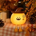 thumbnail image 5 of Halloween Pumpkin Night Light, Pumpkin Silicone Night Light with Witch Hat Cute Lollipop Pumpkin Tap Lamp, USB Rechargeable Lamp, Halloween Decorations Gift for Bedroom, 5 of 6