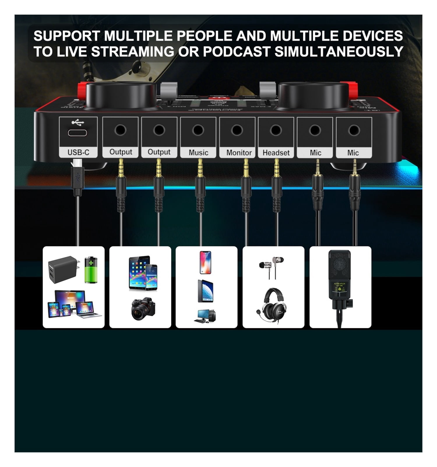 Sound Card G1 & L3 Condenser Microphone Set USB Sound Mixer Mic Audio Interface Sound Board For Phone Recording Live Streaming ,Easy to Operate