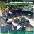thumbnail image 6 of Clouddwell 14 Piece Patio Furniture Set Wicker Rattan Patio Conversation Set Outdoor Sectional Sofa Set with Coffee Table and Blue Cushions(Waterproof Cover Included), 6 of 6