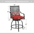 thumbnail image 6 of Sophia & William 2PCS Outdoor Patio Outdoor Swivel Bar Stools Metal Height Chairs with Red Cushions Furniture Set, 6 of 6