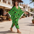 thumbnail image 4 of Xixirimido Jamaican Flags Green Print Kaftan Dress for Women, Plus Size Hawaiian Batwing Sleeve Beach Cover Up V-Neck Summer Swimsuit Dresses, 4 of 7