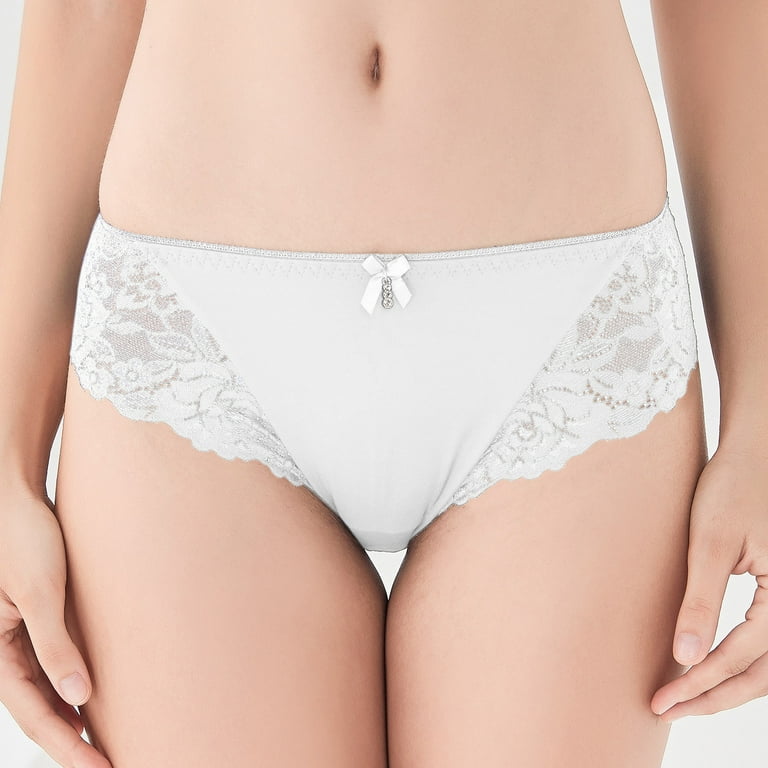 Efsteb Lace Panties for Women Ropa Interior Mujer Breathable Underwear Mid  Waist Briefs Sexy Comfy Panties G Thong Lingerie Transparent White 