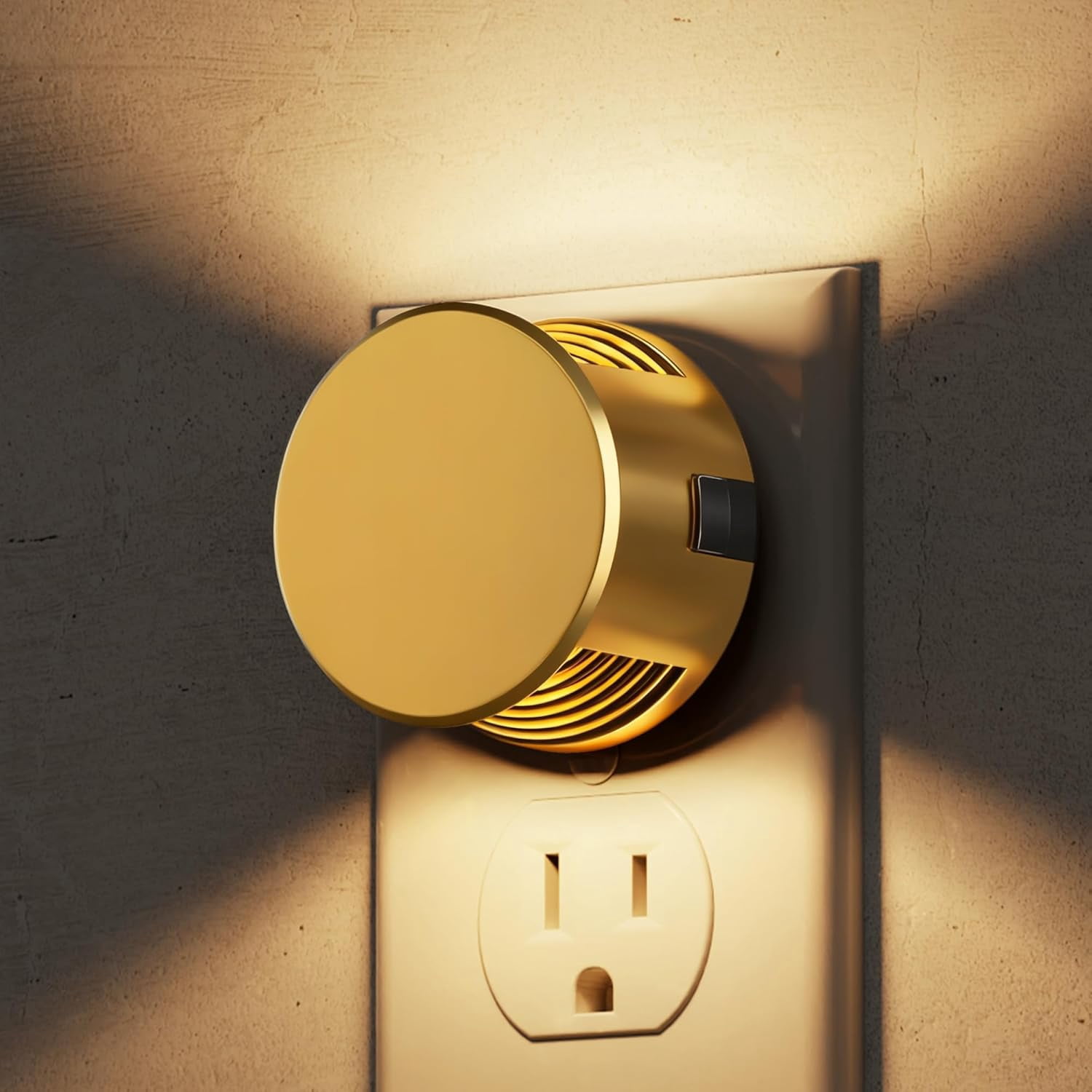 RGHJAR-Night Lights Plug into Wall, Plug in Night Light with Dusk to Dawn Sensor,Brightness Adjustable,3000K Warm White,Dimmable Gold Nightlight for Adults Hallway Bathroom