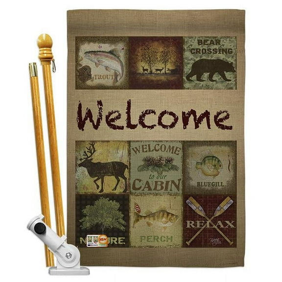 Breeze Decor BD-OU-HS-109048-IP-BO-D-US16-AL 28 x 40 in. Call of the Wilderness Nature Outdoor Impressions Decorative Vertical Double Sided House Flag Set & Pole Bracket Hardware