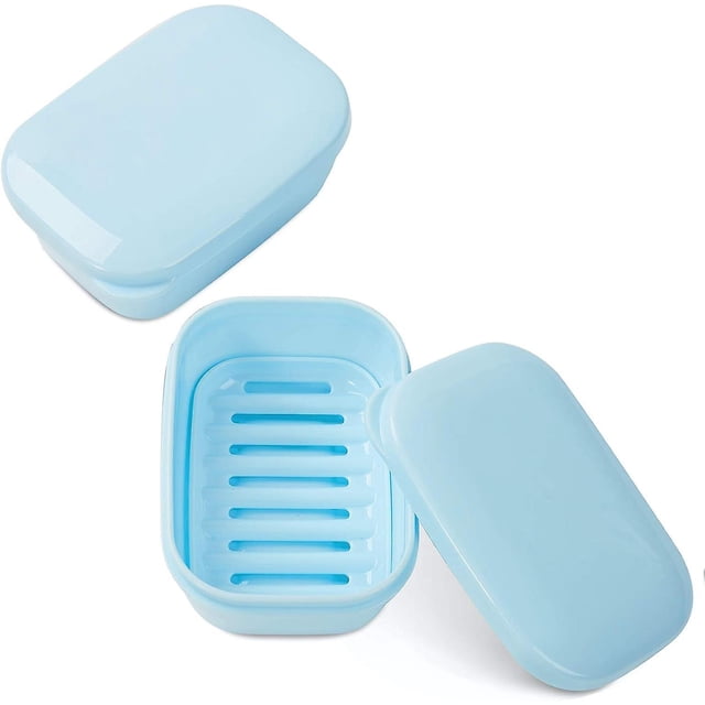 Jabonera de viaje WEIHJMXG 2 piezas portátil ahorrador de jabón azul