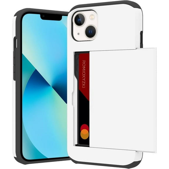 for iPhone 12 Pro Case with Card Holder Slot, [Heavy Duty  Grade Protection] [Dual Layer Shockproof] [Hidden Wallet] for Men & Women White