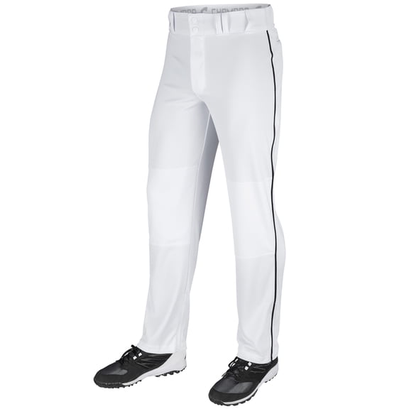 Champro Sports Triple Crown Open-Bottom Baseball Pants with Braid, Adult Medium, White with Black Braid