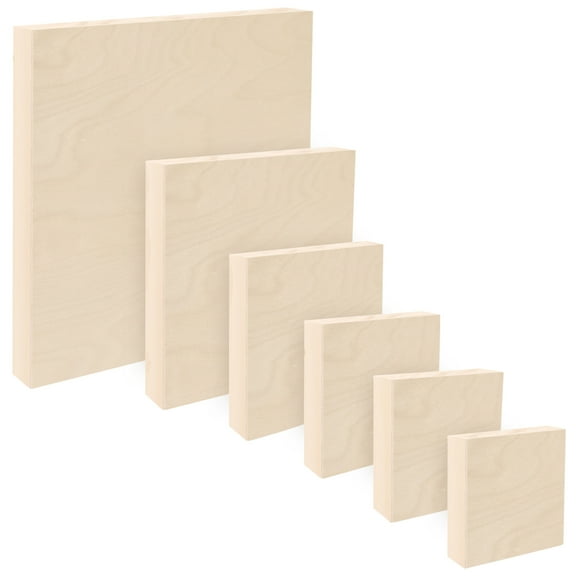 Da Vinci Pro Birch Wood Panel 7/8" Deep – Bundle of 6 Square Panels - Fine Textured, Warp Resistant, Lightweight & Rigid – Perfect for Mounting Sanded Pastel or Watercolor Paper, Linen or Canvas