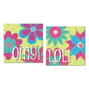Fun, Retro Pink, Teal and Green OMG and LOL Text by Pela Studios; Two 12x12in Paper Posters