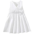 thumbnail image 2 of vdgthytj Toddler Baby Girl Summer Dress Cute V Neck Sleeveless Bow Casual A-Line Beach Party Sundress, 2 of 8