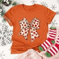 thumbnail image 7 of Women's Valentine's T-Shirt Short Sleeve Bow Print Crewneck Top for Romantic Orange 2XL, 7 of 7