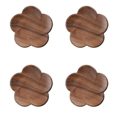 

4pcs Walnut Coasters Kitchen Accessories Anti-scald Mat Dining Decor Tea Cup Mat