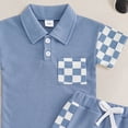thumbnail image 4 of Akiihool Baby Boy Short Sets Baby Boys Summer Clothes Striped Boy Waffle Short Sleeve T-shirt Tops Shorts Set 6 12 18 24 Months Outfits(Blue,6-12 Months), 4 of 4