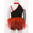 thumbnail image 4 of inlzdz Combinaison Courte à Sequins pour Filles, Jupe en Tulle, Performance Jazz Latin Rouge 12, 4 of 7