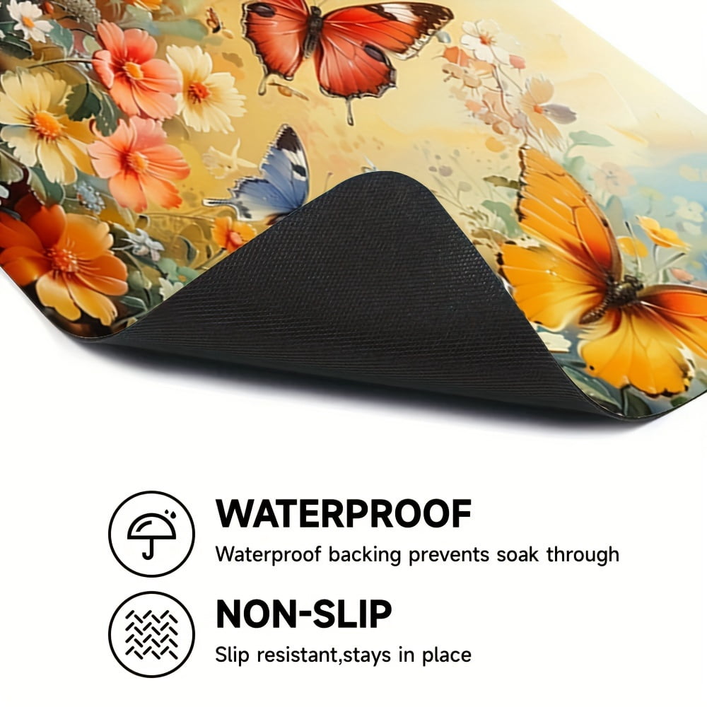 1pc 20in×24in/24in×24in, Flower Pattern, Washer And Dryer Top Protection Mat, Washing Machine Dust Cover Mat, Kitchen Accessories, Non-Slip, For Laundry Bathroom Home Decor, Room Decor