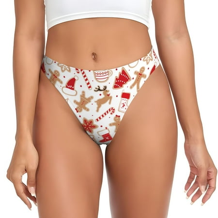 Adobk Gingerbread Holiday Sweets Print Seamless Women Underwear Thongs No Show Ladies Thong No Line Breathable Comfortable Panties Undies for Women-X-Small