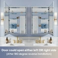 thumbnail image 6 of ANGELES HOME 24" x 36" Wall Mounted Medicine Cabinet, Medicine Cabinet with Tempered Mirror, Anodized Chrome Aluminum Frame, Bathroom Cabinet with 3 Adjustable Shelves, Left Open Door, 6 of 12