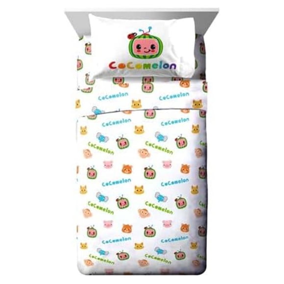 Cocolmeon 4 Pcs Full Sheet Set for Kids- Flat & Fitted Sheet, 2 Pillowcase