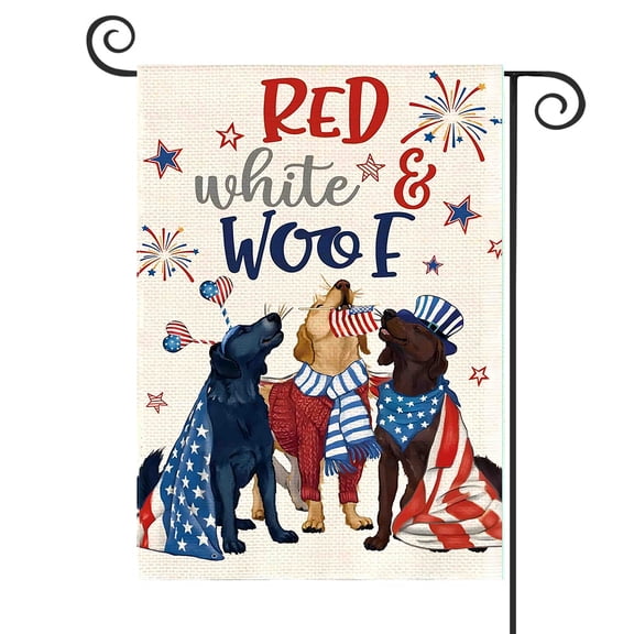 DMERBYL Patriotic 4th of July Dogs Garden Flag 12x18 Inch Double Sided, Memorial Day Independence Day American Stars and Stripes Yard Outdoor Decoration