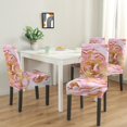 thumbnail image 3 of 4 Pcs Dining Chair Slipcover Stretch Dining Chair Cover Removable Washable Chair Seat Protector Cover for Home Party Hotel Wedding Ceremony, Universal Size (pink & Gold Marble), 3 of 5