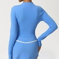 thumbnail image 4 of Yoga Sportswear for Women Zip up Jacket Lightweight Slim Fit Running Tops Blue L, 4 of 6