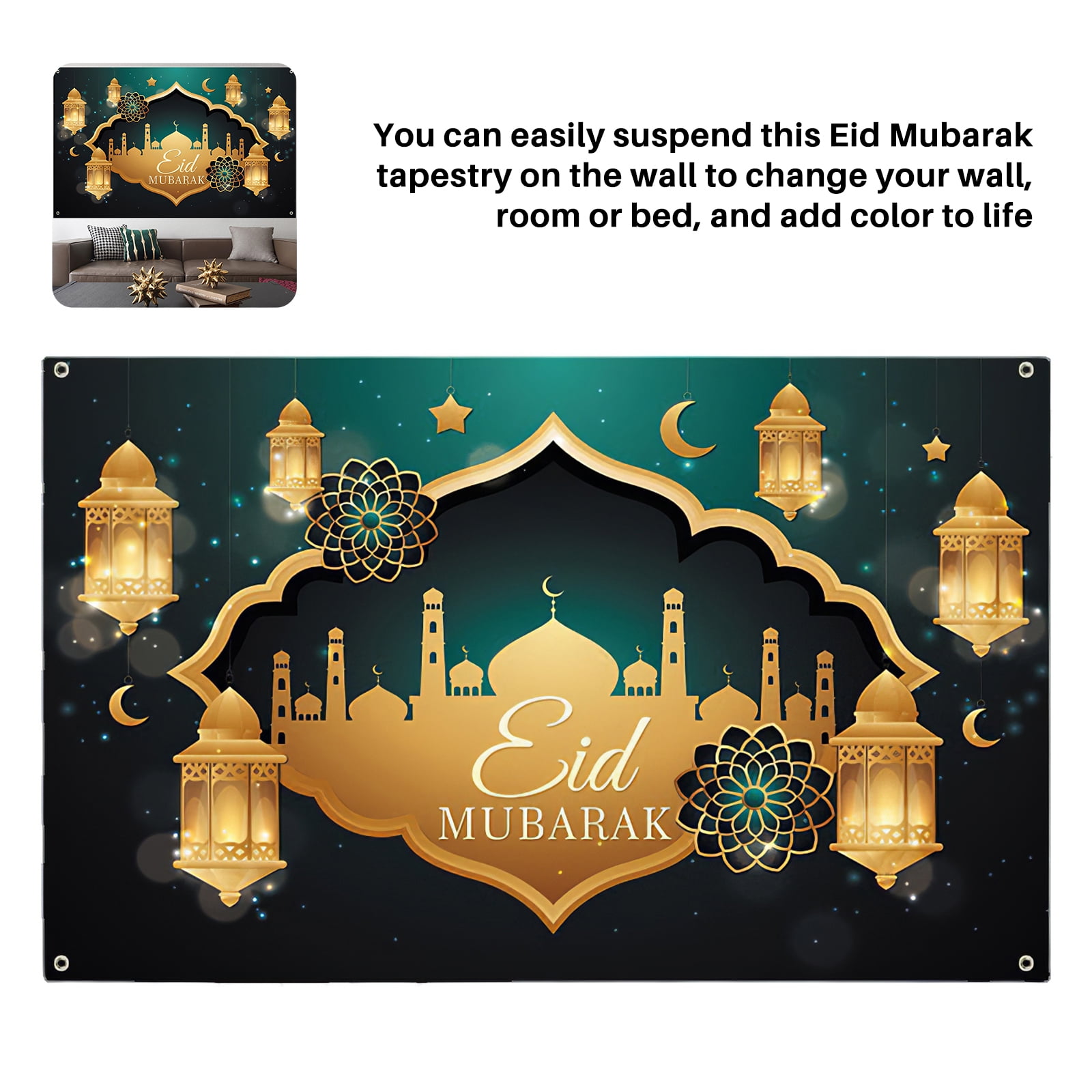 Ramadan Tapestry Eid Mubarak Wall Hanging Background Cloth Home Textile Decor 
