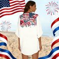 thumbnail image 6 of JULMCOMO 4th of July Lightweight Cardigans for Women Stars Stripes Half Sleeve Patriotic Kimono Cover Ups Summer Tops Red S, 6 of 6