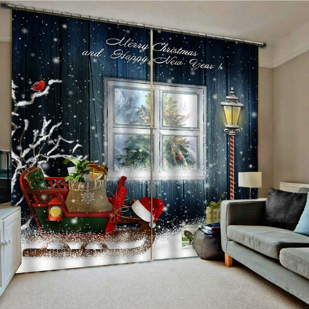 Christmas Curtains for Bedroom Thermal Insulated Curtains for