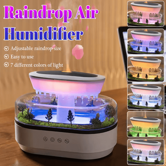 Aroma Humidifier Raindrop Air Humidifier Colorful Light White Noise Essemtial Oil Diffuser Home Soundwave technology Fragrance Diffuser