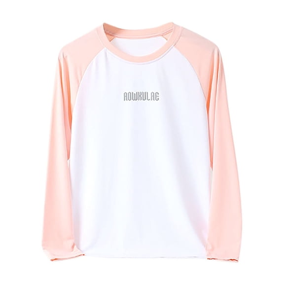 YUANxueke Long Sleeve Quick Dry Shirts for Girls Raglan Sleeve Color Block Shirts Crewneck Workout Sports Tops,11 Years