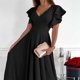 thumbnail image 3 of Vestido de manga con volantes,Vestido corto de manga con volantes Vestido de color puro Vestido de manga corta Funcionalidad versátil, 3 of 5