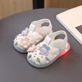 thumbnail image 6 of LNMQLPDBS Sandals for Girls Cute Close Toe Luminous Shoes Color Block Floral Decoration Casual Sandals with Adjustable Band Girls' Athletic Shoes for Prewalker First Walking Summer Shoes, 6 of 8