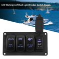 thumbnail image 4 of Acouto 12 / 24V Interruptor de luz dual negro 3 Interruptor + Luces traseras/Barra de luces LED/Luces todoterreno 3.4A Cargador de coche Compatible para vehículo RV Barco Yate Marina EOTVIA NO, 4 of 6