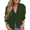 thumbnail image 2 of Jxximdong Fashion Coat for Women, Chunky Knit Open Front Sweater Long Sleeve Button Loose Short Cardigan Outerwear Coats, Women's Coats Green, 2 of 4