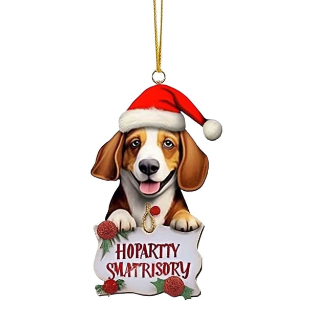 Decoración del hogar con forma de perro plano, decoración del árbol de Navidad.