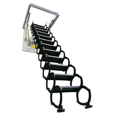 Ceiling Mounted Folding Loft Ladder Attic Stairs Full Black 9.8Ft Height 12 Steps